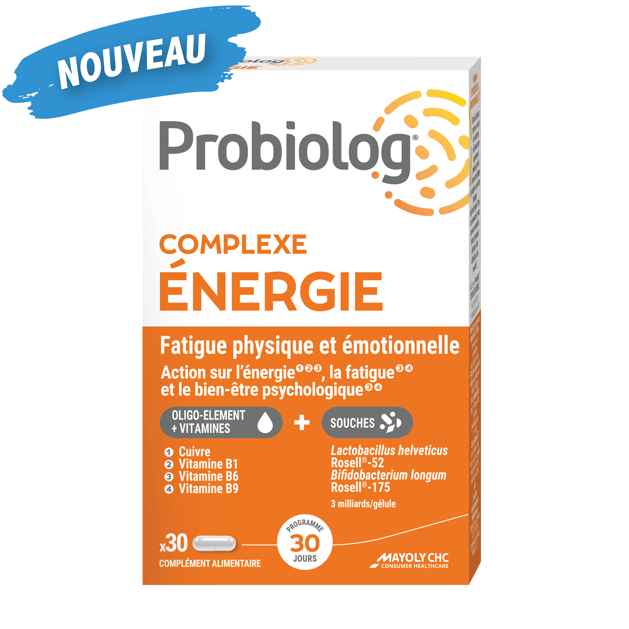 Probiolog COMPLEXE ENERGIE_NOUVEAU Packaging Probiolog COMPLEXE ENERGIE 30 gélules